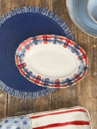 Plaid Small Oval Platter - Americana Collection