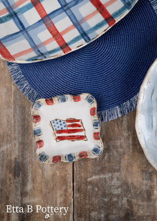 American Flag Square Dish - Americana Collection