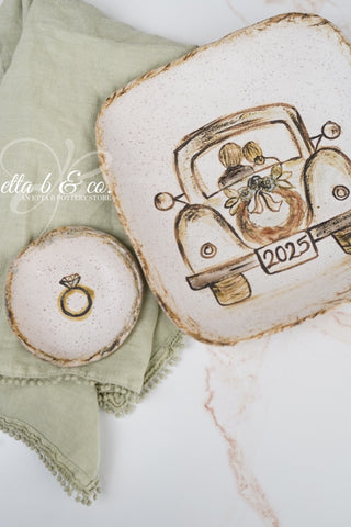 Just Married Plate, Vintage Car - Est. 2025