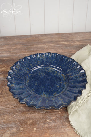 Crimped Speckled Navy Plate - The Collector's Drop - SALE