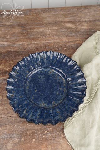 Crimped Speckled Navy Plate - The Collector's Drop - SALE