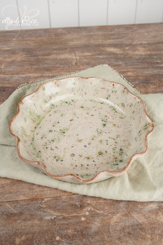 Speckled Moss, Wavy Pie Dish - The Collector's Drop - SALE
