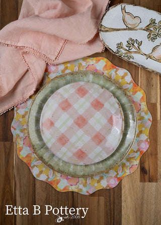 Plaid Salad Plate, Blushing Rose