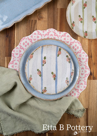 Garden Cottage Stripe Salad Plate, Cottage Blue