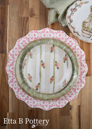 Garden Cottage Stripe Salad Plate, Meadow Green
