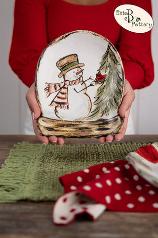 Snow Globe Snowman Meets Cardinal