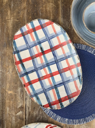 Sandwich Platter, Patriotic Plaid - Americana Collection