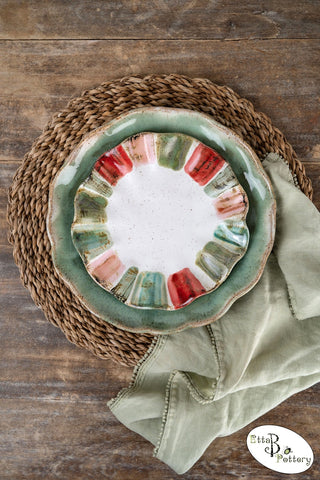 Ruffled Candy Stripe Dessert Plate