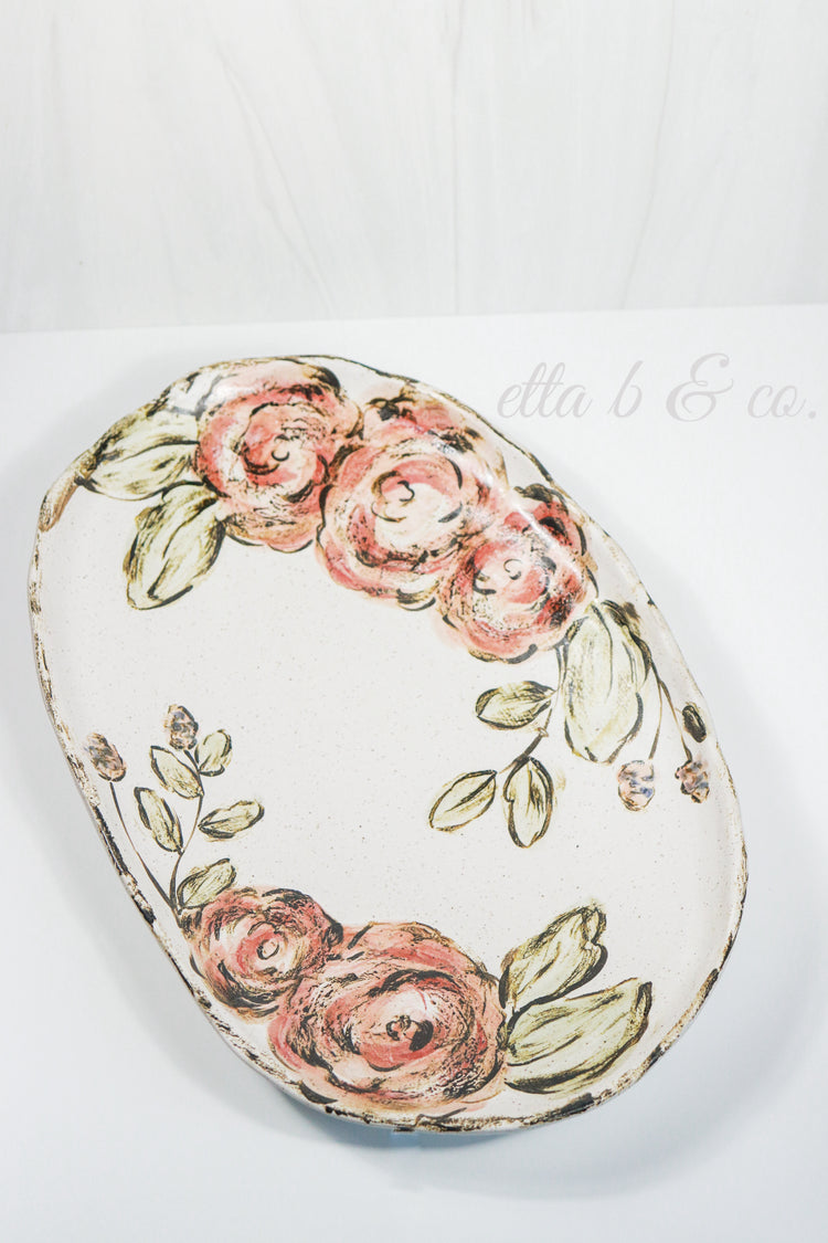 Watercolor Floral Platter